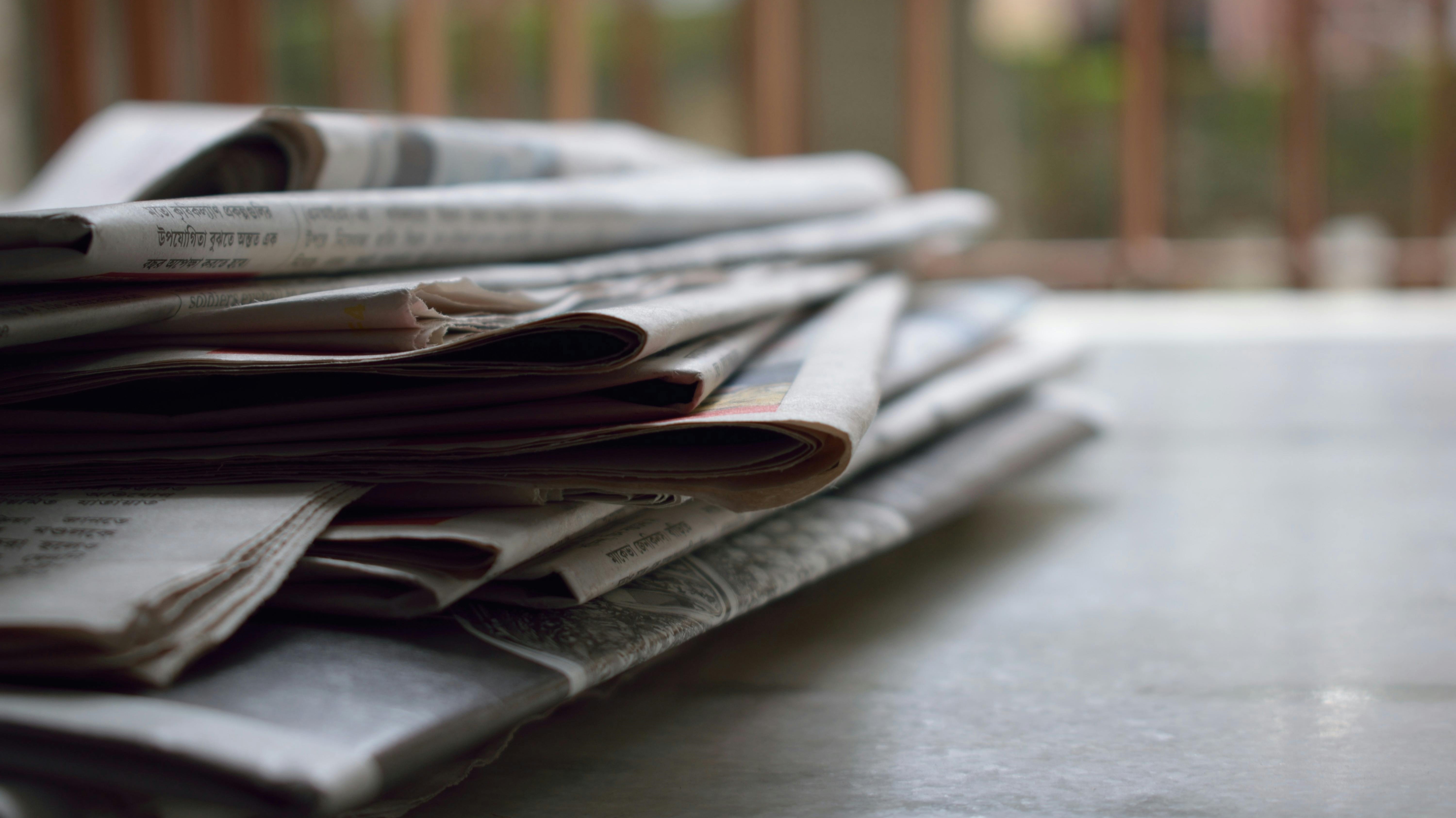 A pile of newspapers.